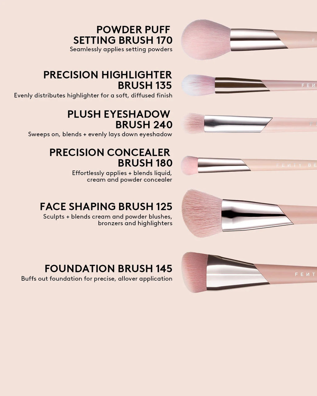 Fenty Beauty Precision Highlighter Brush 135 – Brocha Difuminadora Profesional