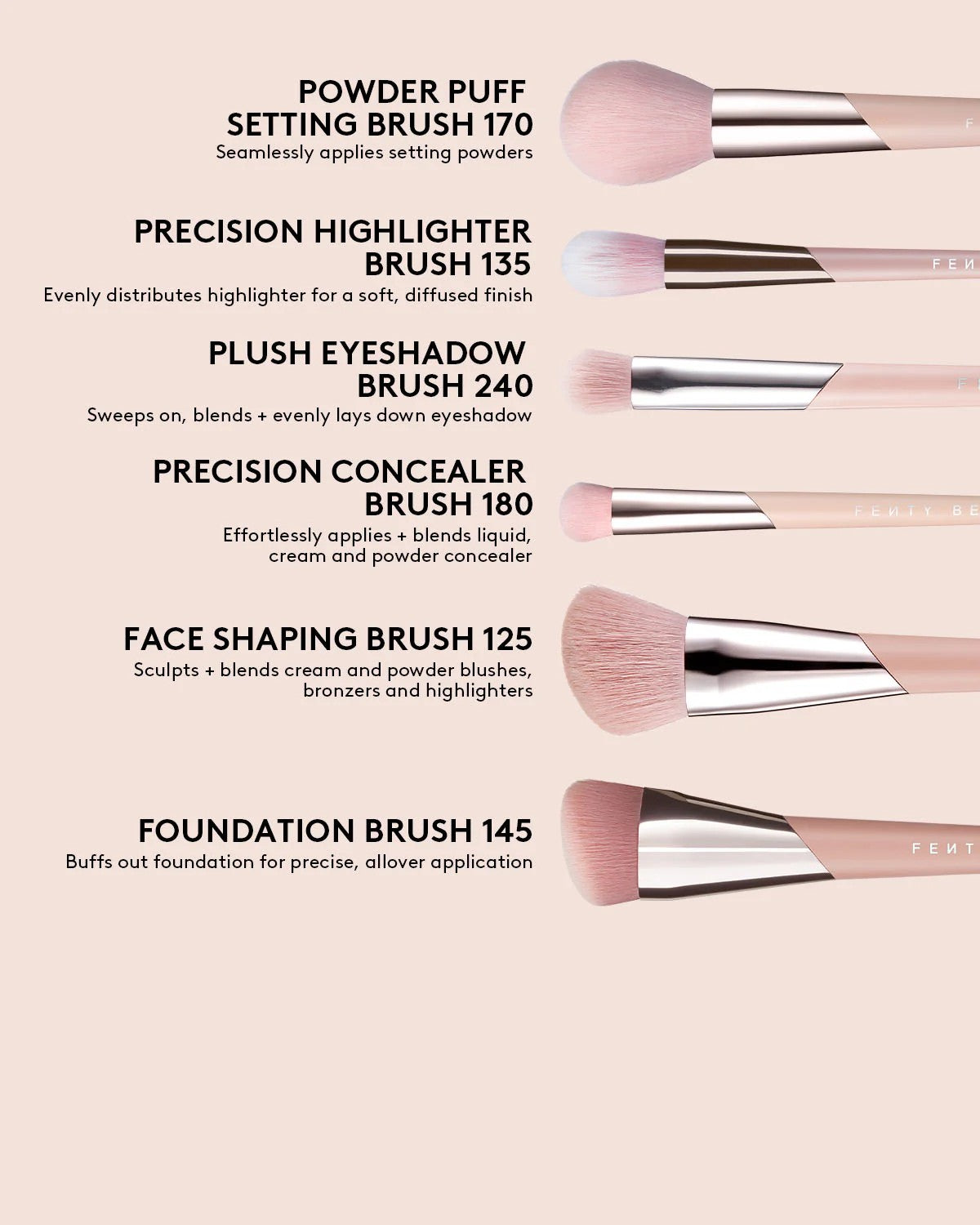 Fenty Beauty Precision Highlighter Brush 135 – Brocha Difuminadora Profesional